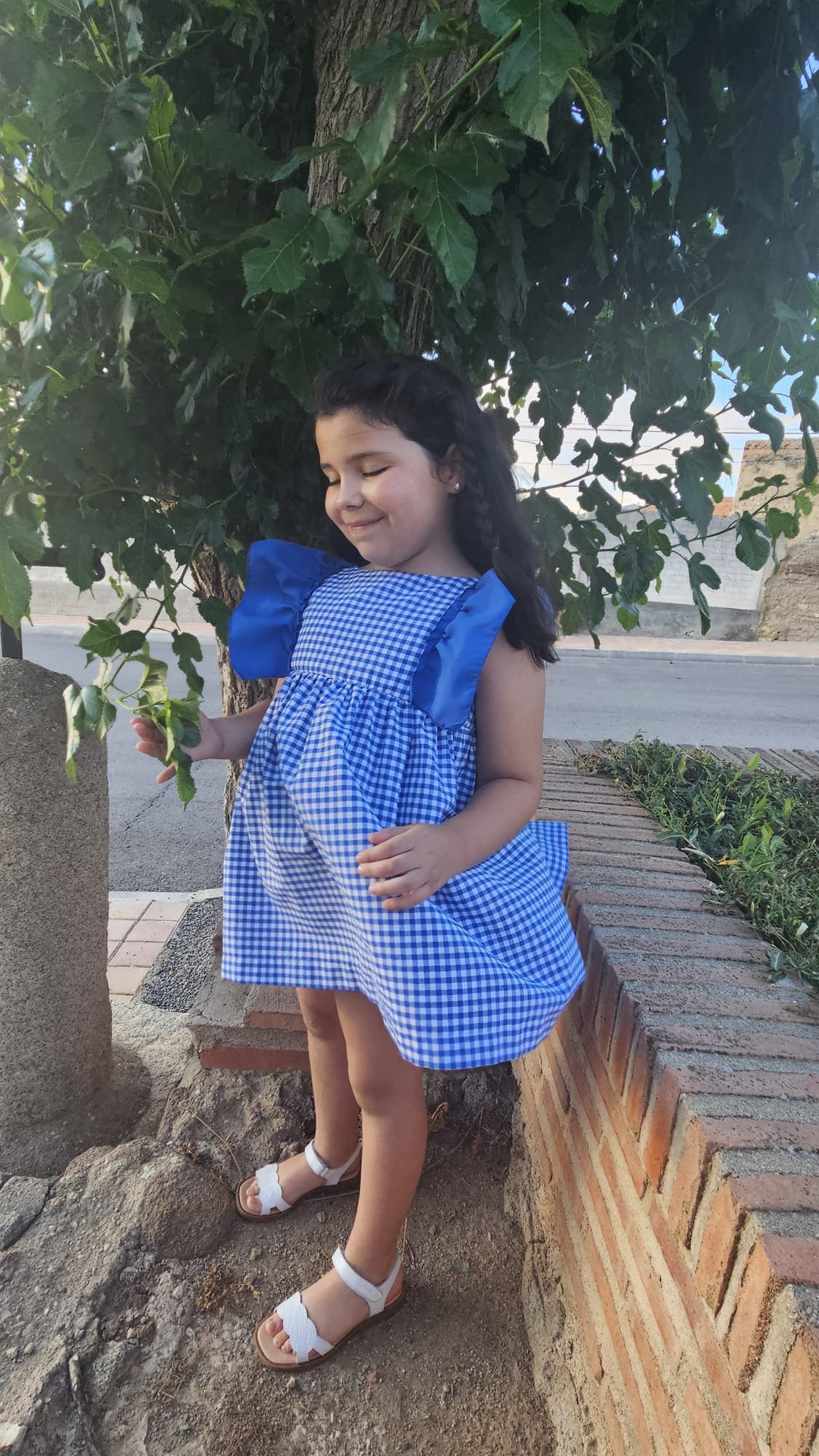 VESTIDO NIÑA CUADRO VICHY AZUL