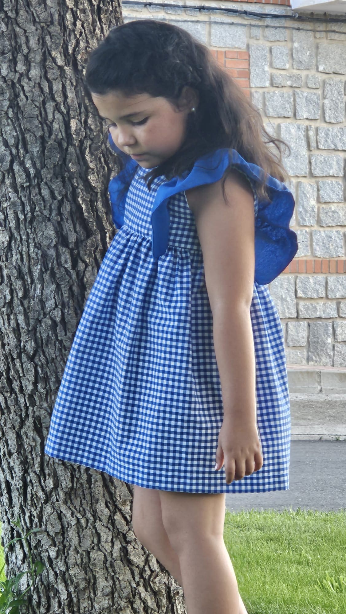 VESTIDO NIÑA CUADRO VICHY AZUL